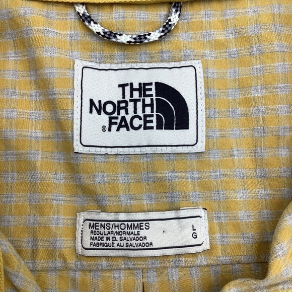 The North Face Mens Short Sleeve Button Up Shirt Yellow Check Size Large - Picture 4 of 6
